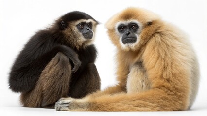 hainan gibbons isolated on white background