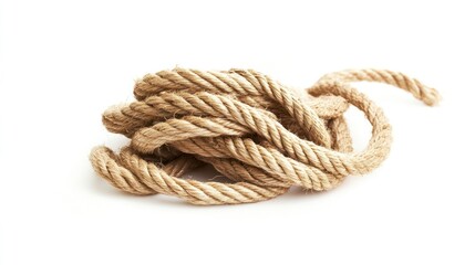 A tangled rope, messy yet intriguing, isolated on a white background