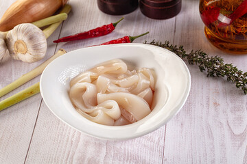 Raw squid rings for cooking