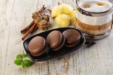 Sweet tasty almond dessert - chocolate macaroon