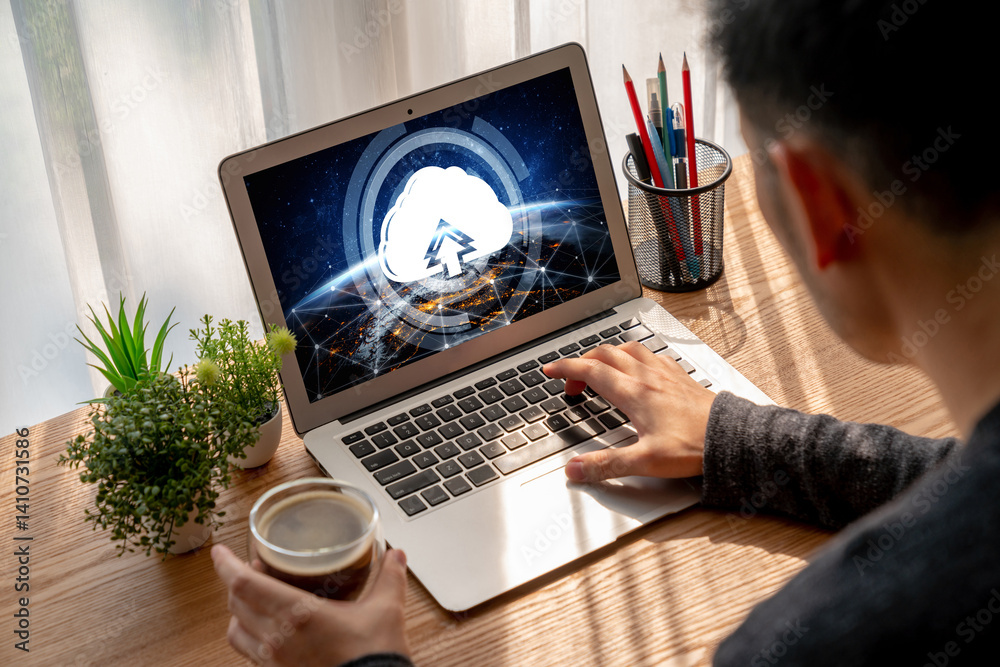 Poster cloud computing software for modish remote work and personal data storage