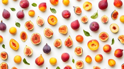 Figs with Peaches, and Apricots Flatlay.