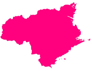 徳島県　地図　マゼンタ　イラスト