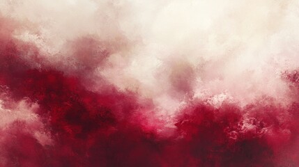 Crimson and cream abstract cloudscape painting.