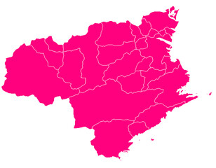 徳島県　地図　マゼンタ　イラスト