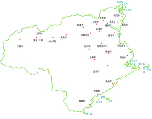 徳島県　地図　白　斑点　イラスト