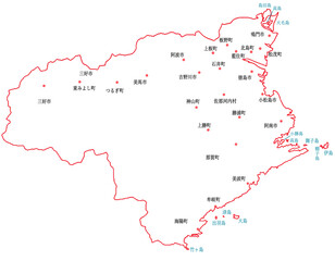 徳島県　地図　白　斑点　イラスト