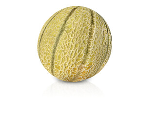 Whole ripe yellow melon isolated on transparent background, vibrant and fresh with texture