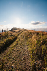 Fototapeta premium Sunset over Liptov region with Tatras mountains landspace, Slovakia.