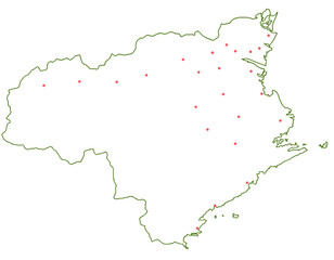 徳島県　地図　白　斑点　イラスト