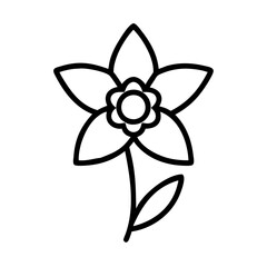 daffodil flower line drawn vector art - illustration daffodil flower isolated transparent background