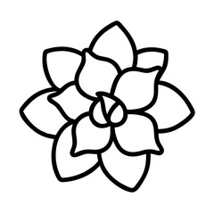 gardenia flower line drawn vector art - illustration gardenia flower isolated transparent background