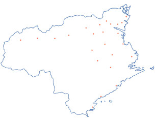 徳島県　地図　白　斑点　イラスト
