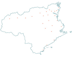 徳島県　地図　白　斑点　イラスト