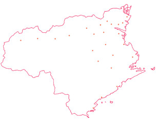 徳島県　地図　白　斑点　イラスト