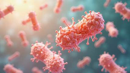bacteria medical background probiotic, Lactobacillus, 3d illustration.
