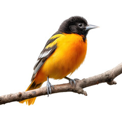Obraz premium Baltimore oriole perched on a branch with isolated on transparent background