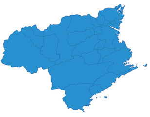 徳島県　地図　ブルー　イラスト