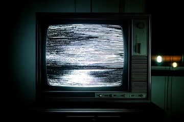 Noisy vintage TV screen with static for retro broadcast failure  
