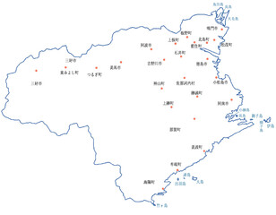 徳島県　地図　白　斑点　イラスト