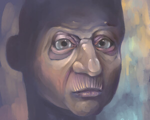 Intense Gaze in Abstract Muted Portrait