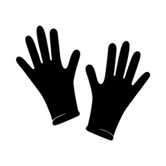 Protective Gloves Icon Two Black Gloves Side by Side with Fingers Extended
