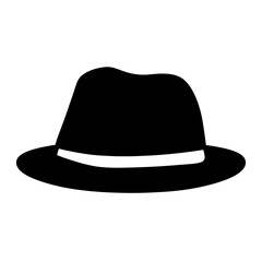 A silhouette of a classic fedora hat, suitable for fashion and design