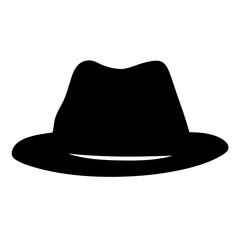 A silhouette of a classic fedora hat, suitable for fashion and design