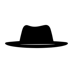 A silhouette of a classic fedora hat, suitable for fashion and design