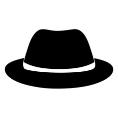 A Classic Fedora Hat in Silhouette with a White Band