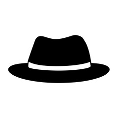 A simplistic and bold silhouette of a classic fedora with a white band