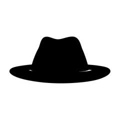 Simple black fedora hat with a wide brim and classic styling