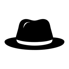 Simple Silhouette of a Classic Fedora Hat on a White Background