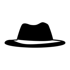 Classic black fedora hat with a brim and white stripe