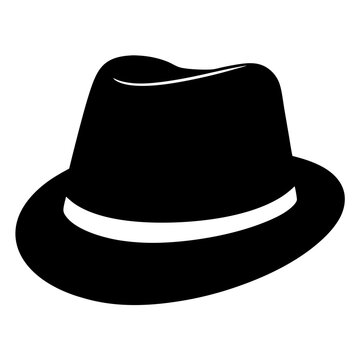 Elegant black fedora hat with white trim and classic design elements