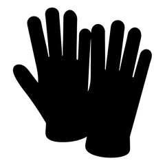 Black pair of hand gloves used for construction or protection, vector illustration