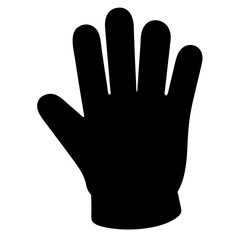 Stylized black silhouette of a hand with fingers extended upward gesture