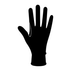 Silhouette of a surgical glove on a white background to stay safe