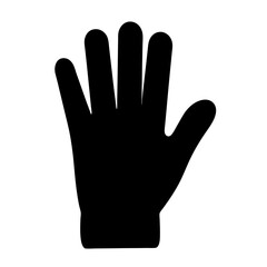 Black silhouette of a hand with fingers extended on a white background