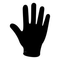 Silhouette of a human hand with outstretched fingers displayed in black
