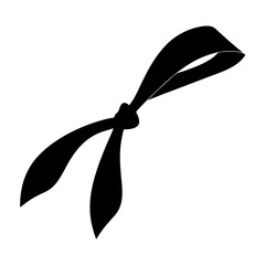 Elegant black tied ribbon or sash with soft curving tail ends