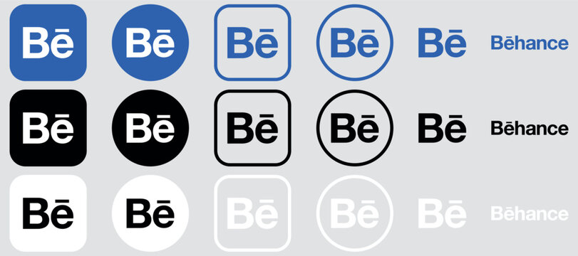 Behance Logo Mega Bundle Icon Set, Be App Vector, Editable SVG, PNG, Transparent Background, Premium Social Media Design for Digital Download