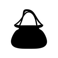 Silhouette of a stylish handbag with curved handles and a wide base