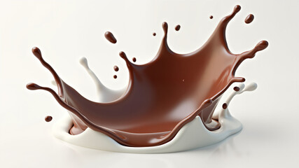 white milk mix into dark chocolate splash, with Clipping path 3d illustration.