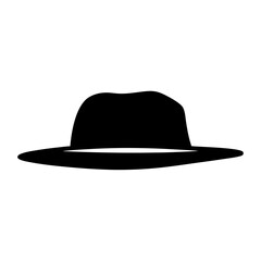 Silhouette of a classic fedora hat in solid black color scheme
