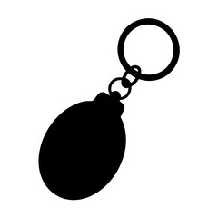 Silhouette of a Keychain with an Oblong Pendant and Circular Ring