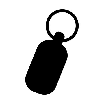 Black silhouette of a keychain with a rounded rectangle charm and ring