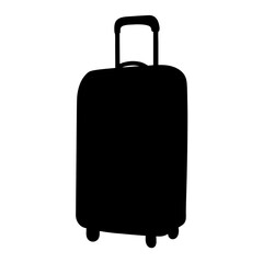 Silhouette of a rolling suitcase with retractable handle for travel purposes