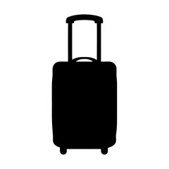 Black suitcase with extendable handle, ready for travel and vacations