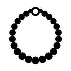 Obraz premium Elegant black bead necklace or bracelet on a white background, simple design